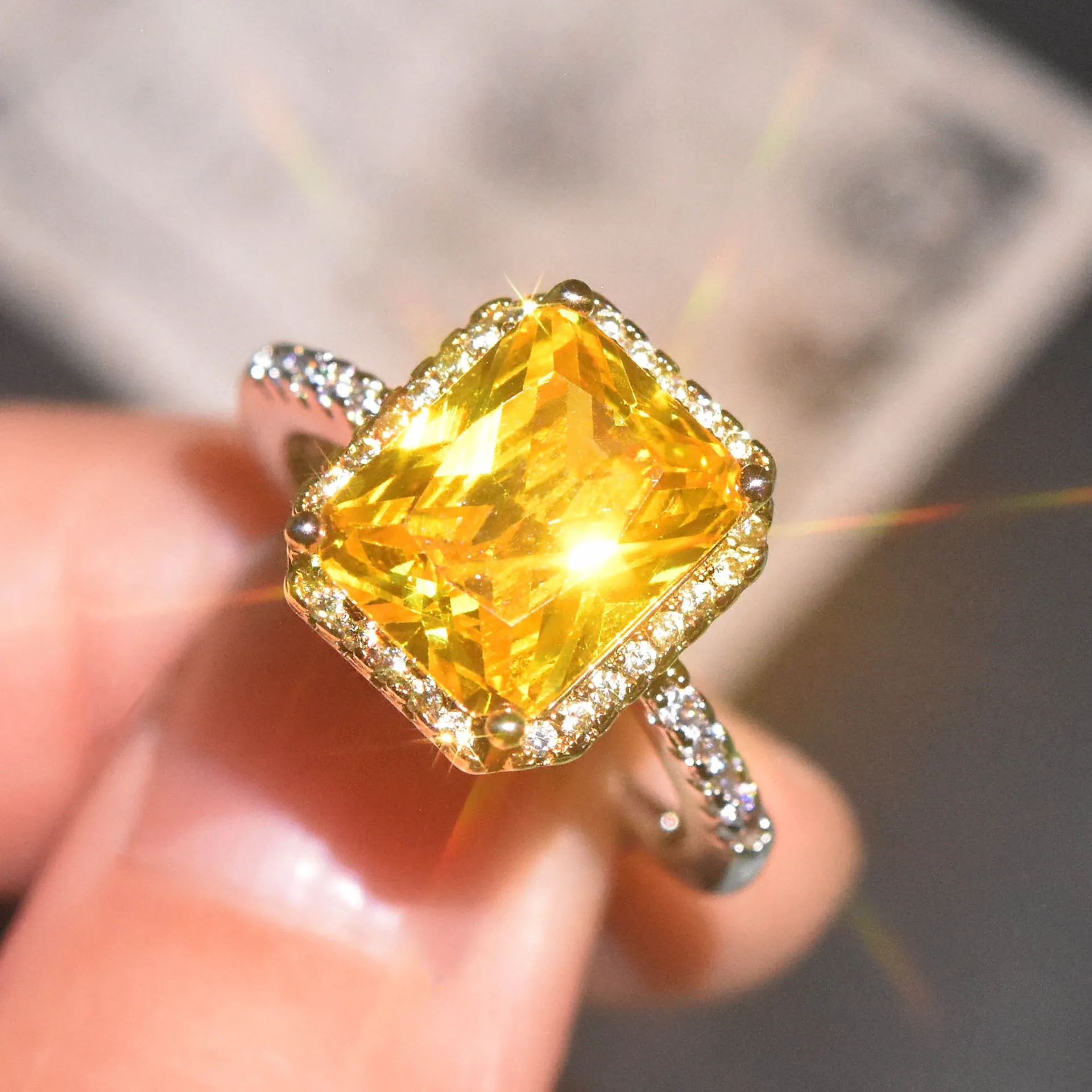 Buy Luxoro 10K Yellow Gold Premium Yellow Zircon and White Zircon Halo Ring  (Size 7.0) 5.35 ctw at ShopLC.