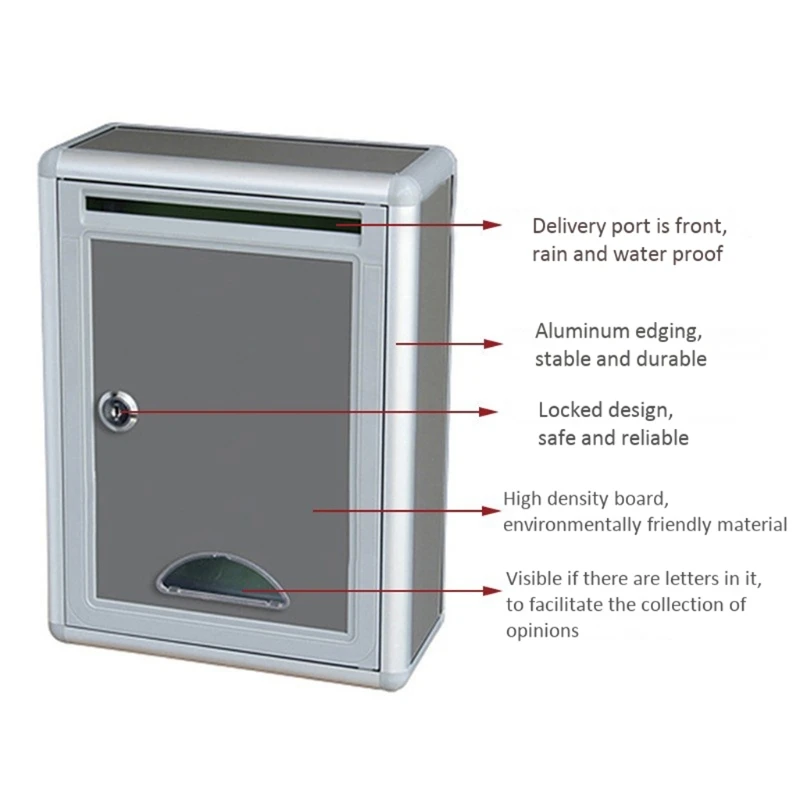 Wall Mounted Mailbox Wall Mount Lockable Mailbox Outdoor Galvanized Metal for Key Large Capacity Commercial Rural Home Decorative & Office Business