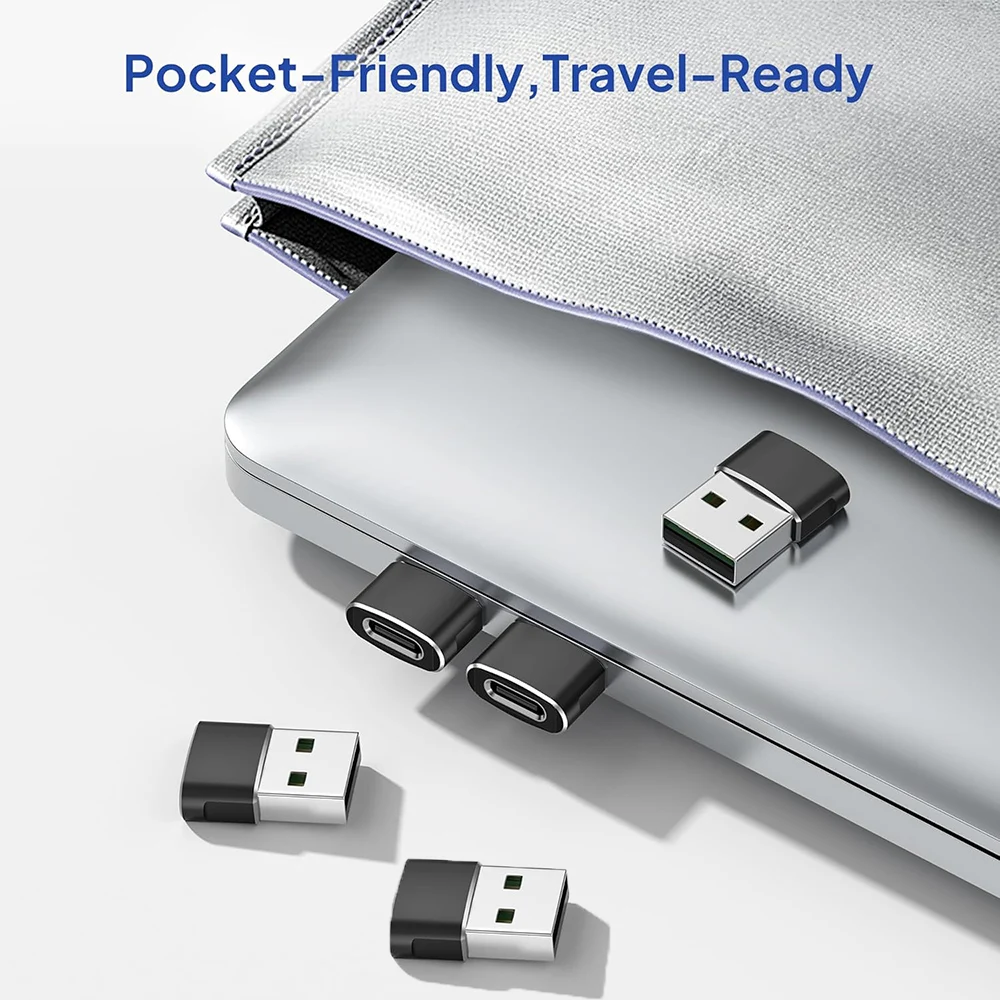 5팩 USB 2.0 to Type C 어댑터 USB C 암-USB A 수 충전 컨버터 OTG 어댑터 (아이폰, 아이패드, 삼성 호환)