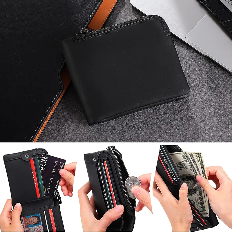 2023 New RFID Protection Large Wallet Men with Zipper Coin Pocket