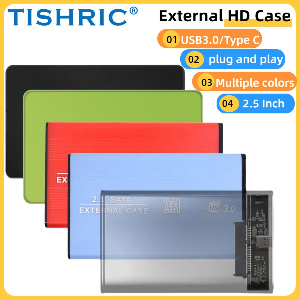 TISHRIC External Hard Drive Enclosure - 2.5 SATA to USB 3.0 SSD Housing