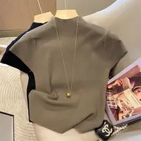 2026 Basic Turtleneck Solid Thin Summer Pullover Women Female Knitted Sweater Slim Short Sleeve Bodycon Sweater - Image 5