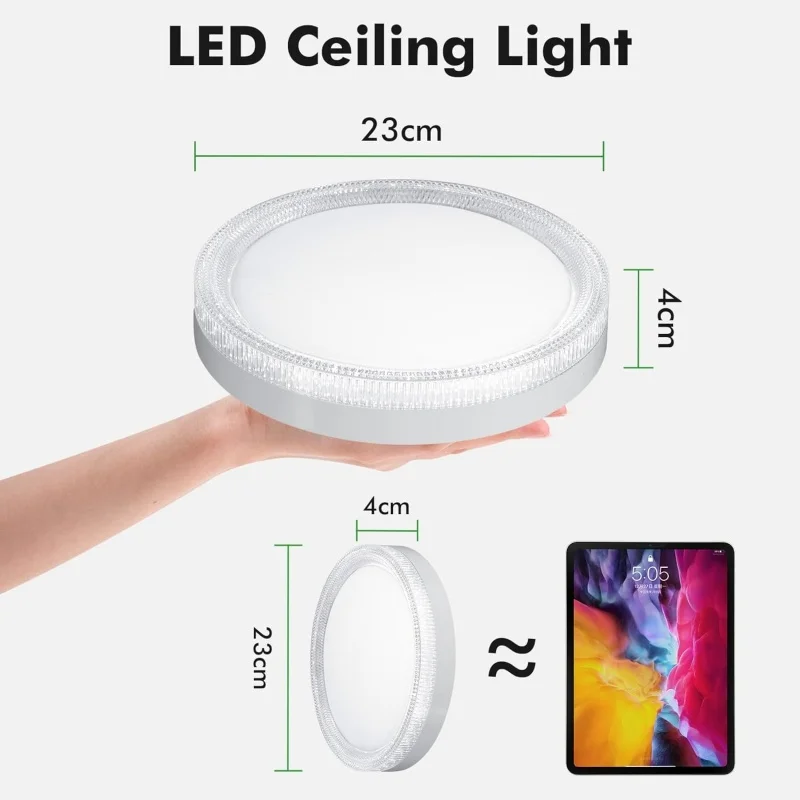 현대식 LED 천장 램프 크리스탈 원형 사각형 3색 천장 조명 24W 36W 48W 실내 조명기구 (침실 거실용)