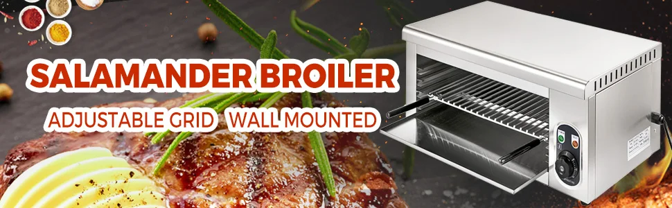 SucceBuy Electric Salamander Oven Adjustable Grid Kitchen Appliance Stainless Steel Broiler for Pizza Roast Chicken Commercial