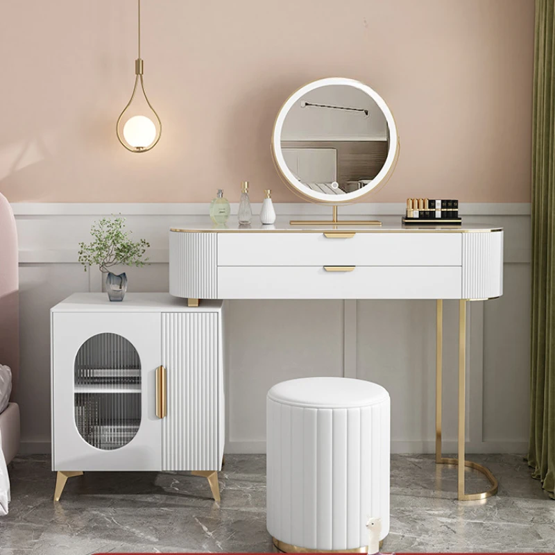 

Cabine Women Dressers White Mirror Mobile Storage Organizer Dressing Table Modern Classic Mesa De Maquillaje Salon Furniture