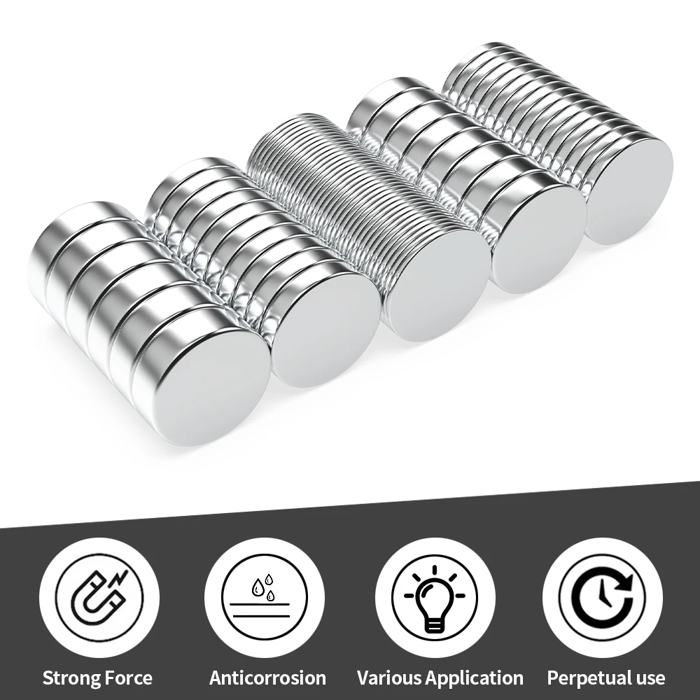 N35 Superstarker Neodym-Magnet, rund, NdfeB, leistungsstark, permanent magnetisch, Magnete, Kühlschrankmagnet, 15 x 1, 15 x 2, 15 x 3 mm – Detail 4