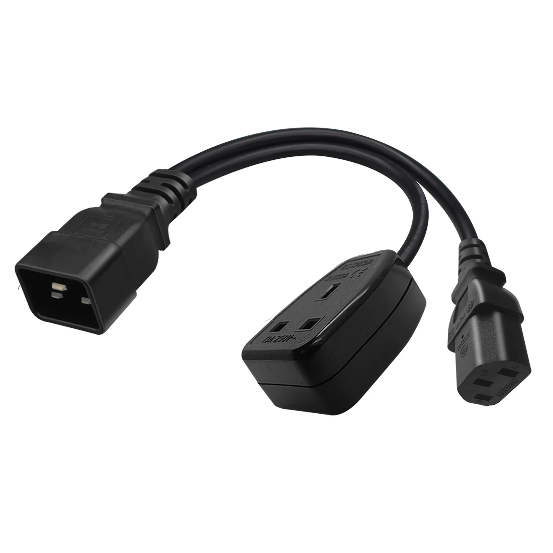 JORINDO IEC320 C20 TO UK + C13 AC power supply one to two conversion line,English standard socket/c13 to PUD/UPS C20 plug