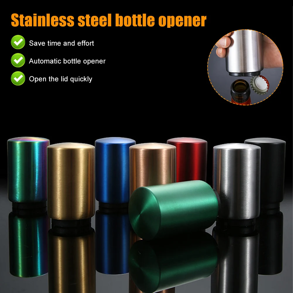 Automatic Beer Bottle Opener Press Type Opener Magnet Push Down Beer Can Corkscrew Tools Kitchen Bar Accessories Can Opener Bottle Opener Kitchen Tools
