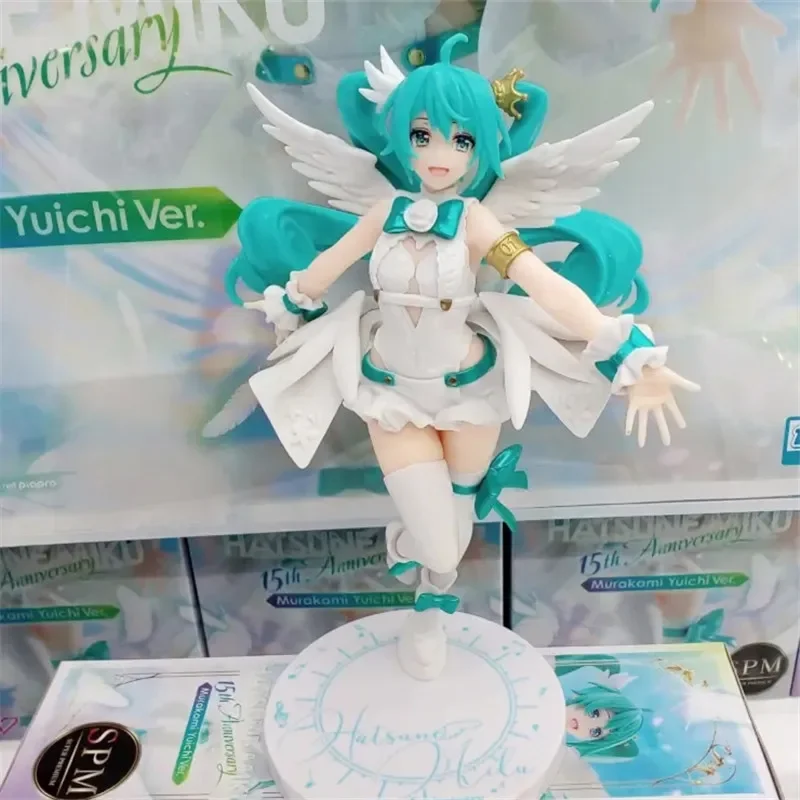 

Original SEGA Anime Hatsune Miku Figure 15th Anniversary Angel Sleeping Beauty Action Figurines Collection Model Toys