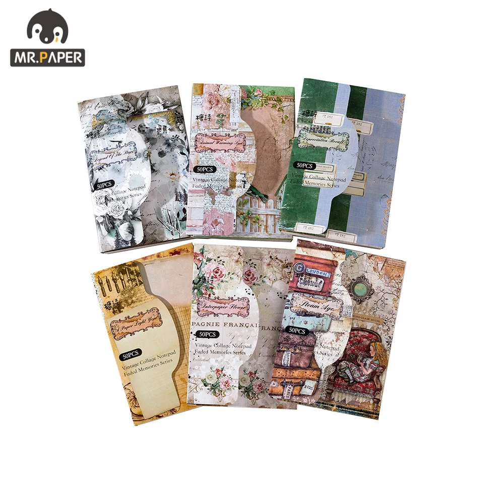 

Mr.Paper, 6 стилей, 50 листов/книга, винтажные карты, блокнот, лист, бумага для сообщений, Классическая книга, сделай сам, материал, украшение для комнаты