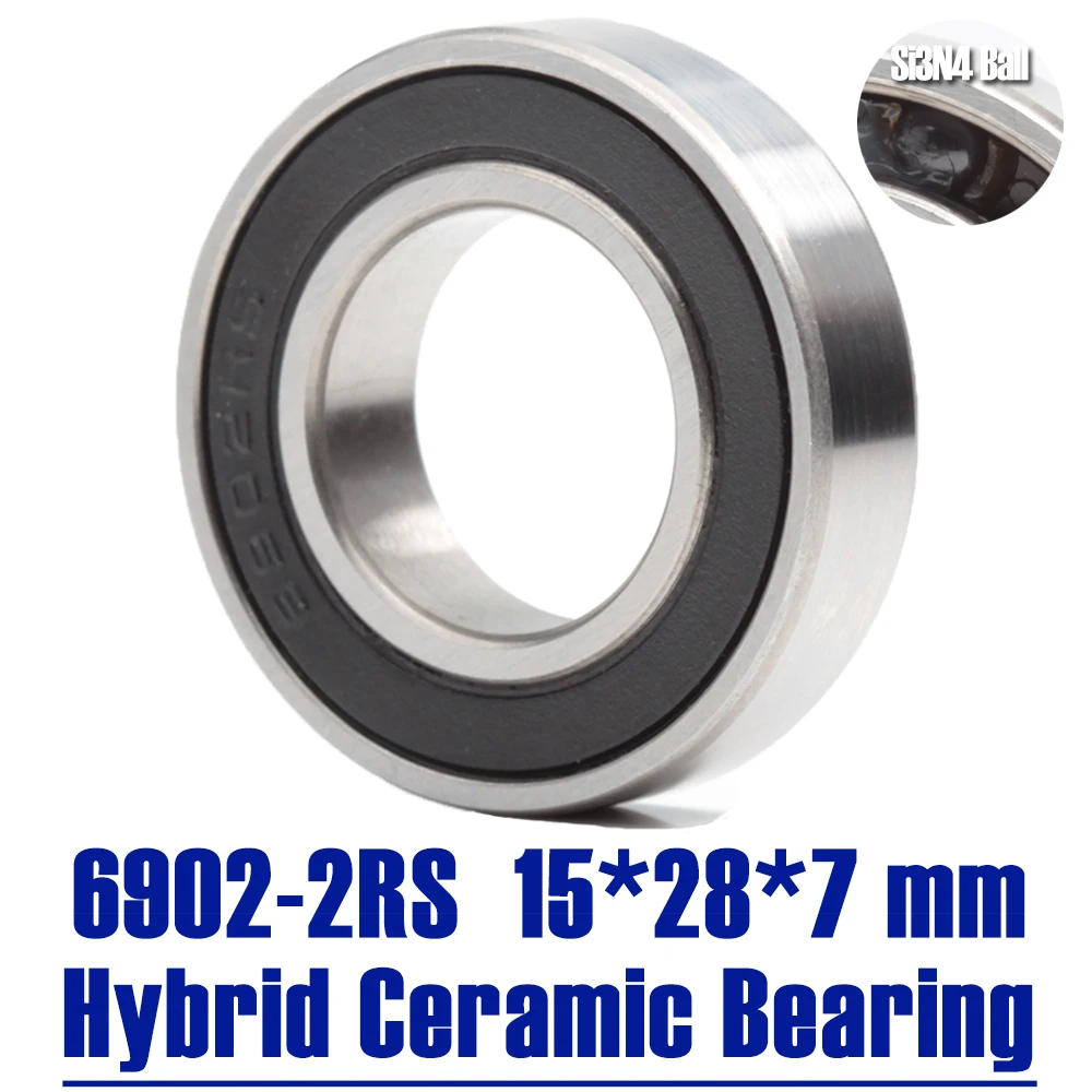 Miniature Ball Bearings Bicycle Ball Bearing Ceramic Bearings 6902 Hybrid Ceramic Bearing 15*28*7 mm 1 PC Bicycle Bottom Brackets Spares 6902RS Si3N4 Ball Bearings