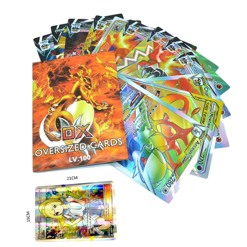 

Pokemon 21x15cm Cards Super Rare Rainbow Card English Shining Card Oversized Jumbo Letters Hobby Collection Playing Cards Kids