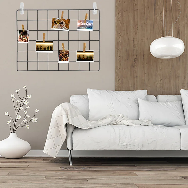 Description Picture 2 of itemShelf Photo Frame Wall Iron Net Adornment Pendant Grid Decoration Metal Panel Picture