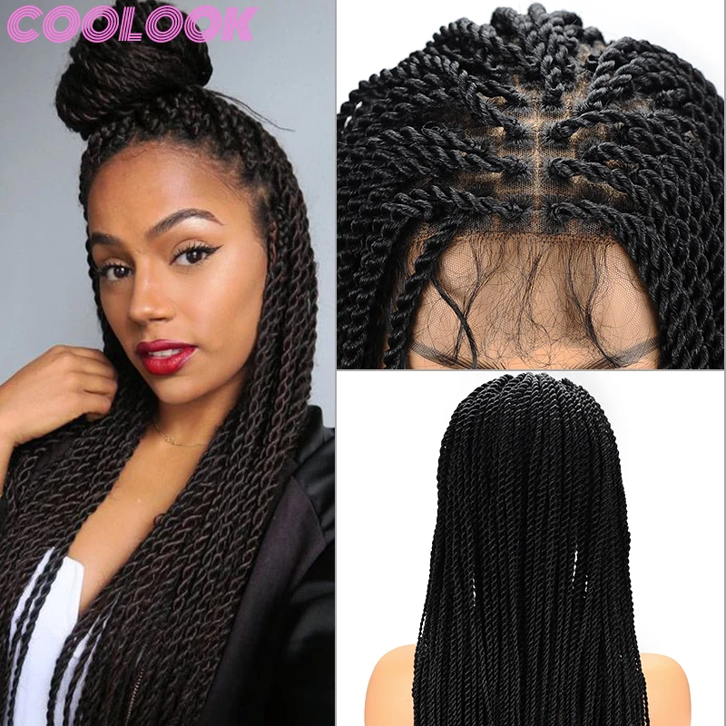 

26'' Knotless Twist Braided Full Lace Wig Senegalese Twist Braids Lace Front Wig with Baby Hair Synthetic Braid Lace Frontal Wig