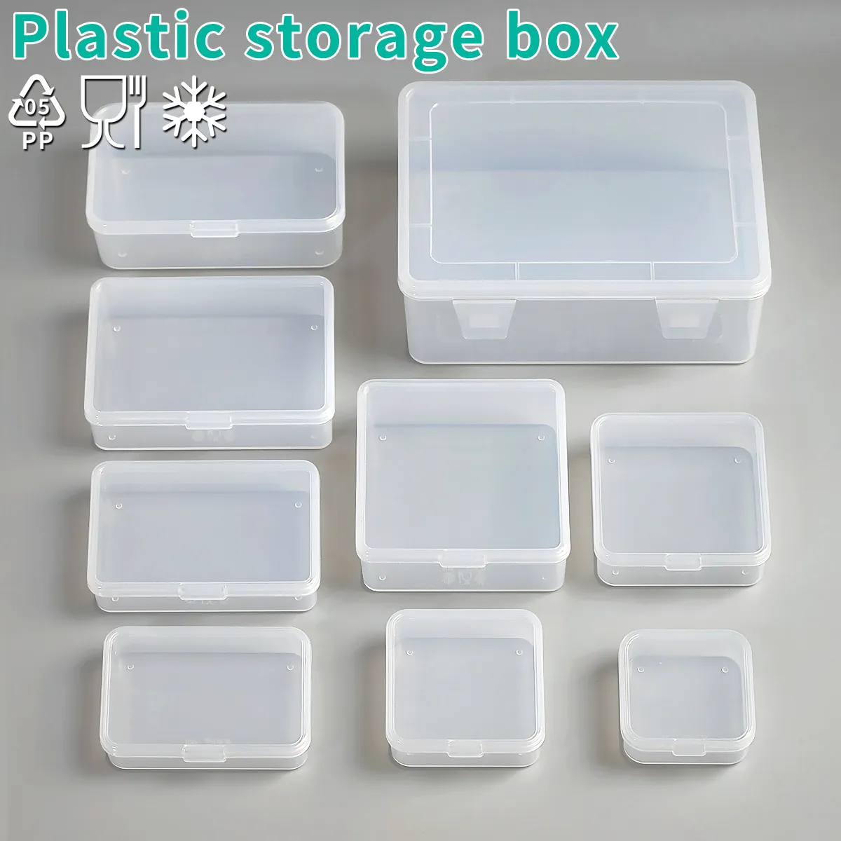 Small rectangular and square storage boxes food grade