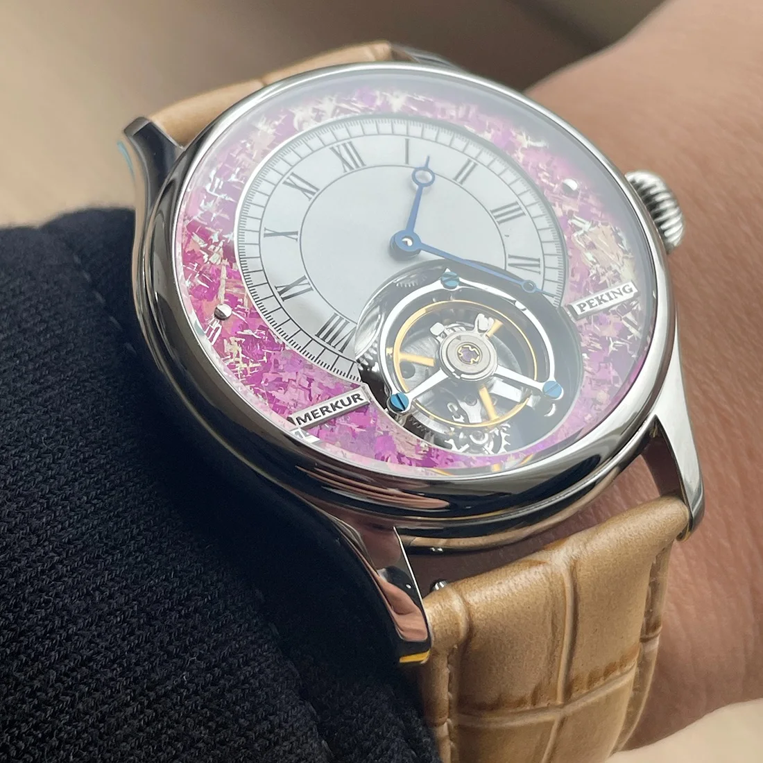 Merkur 100% Tourbillon Watch Men’s Sapphire Watch For Men Mechanical Wristwatch