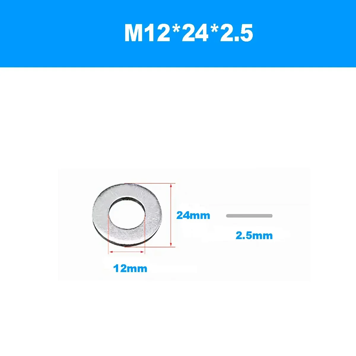 10pcs   M12x24x1.5