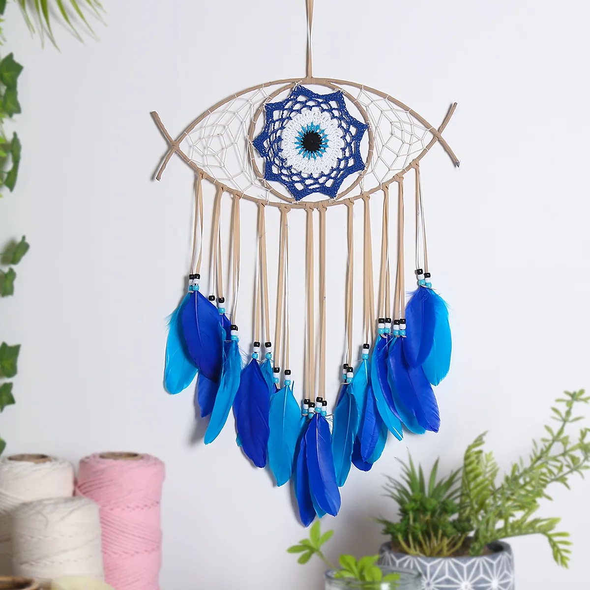 Turkish Eyes Dreamcatcher Wall Hanging DIY Room Backdrop Decor Handmade  Dream Catcher Wind Chimes Pendant Ornament Supplies 2