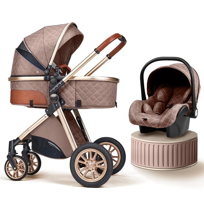 Multi-functional 3 in 1 Baby Stroller High landscape Can Sit Reclining Light Folding Two-way Eggshell design Baby Stroller
