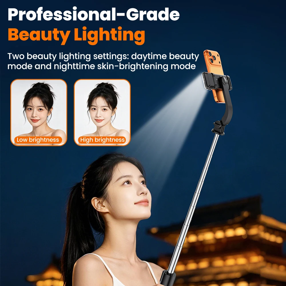 Versatile Selfie Stick with Light & Portable 360° Tripod