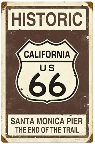 

Vintage Metal Sign Tin Sign Historic California Route 66 Home Bar Kitchen Restaurant Wall Decor Sign 12X8Inch