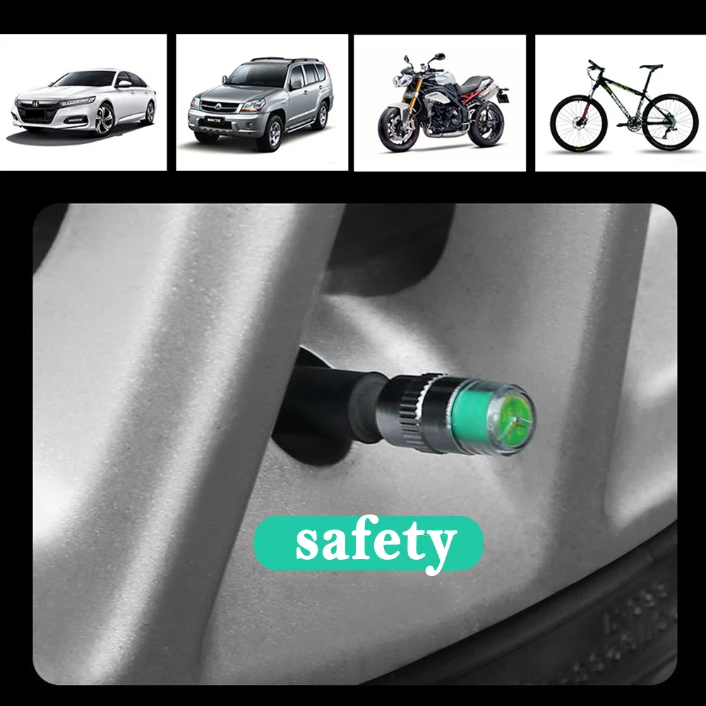 【Plastic 4Pcs Tire Pressure Monitor Valve Stem Cap Sensor Indicator 36 2.4 Bar Air Warning Alert Valve Pressure Diagnostic Kit. 