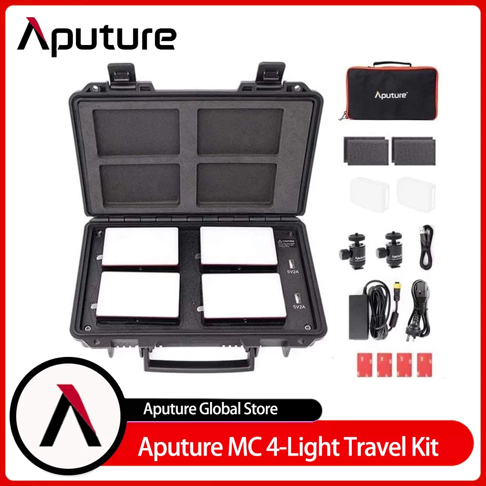 Aputure ALMC LED 4Light Travel Kit 5W RGB 32006500K Rechargeable