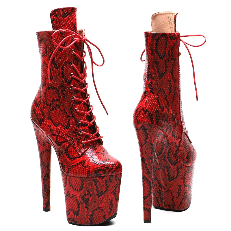 Leecabe 20cm/8inches Snake PU  Fashion  High Heel platform   Pole Dancing boot