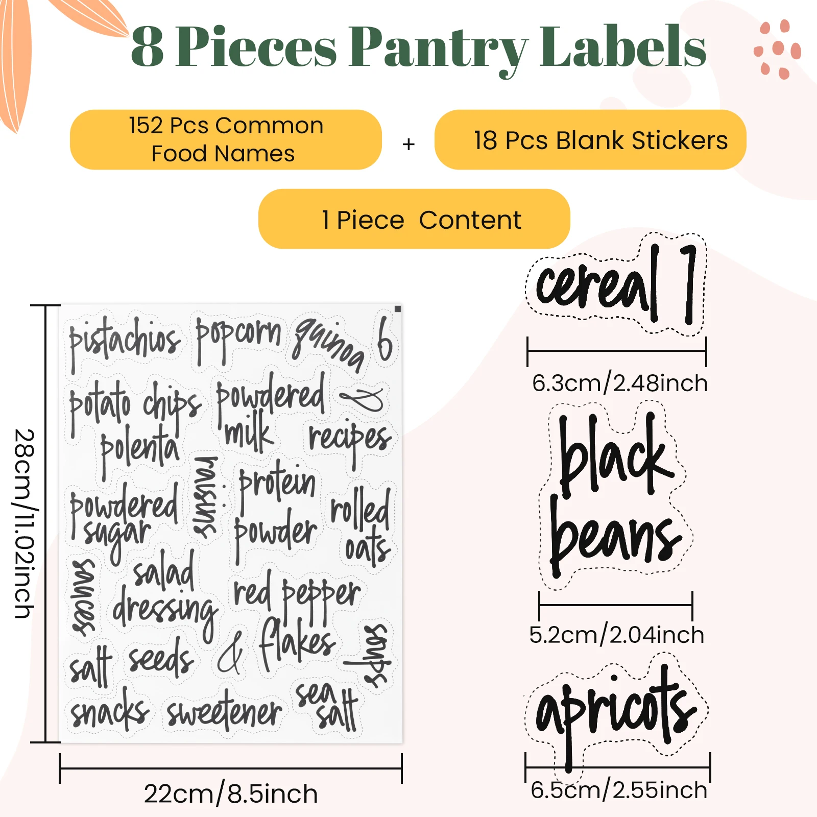 8Sheets Self-Adhesive Stickers Spice Jars Labels Waterproof Oil Proof Seasoning Label Sticker for Kitchen Containers Storage Jar