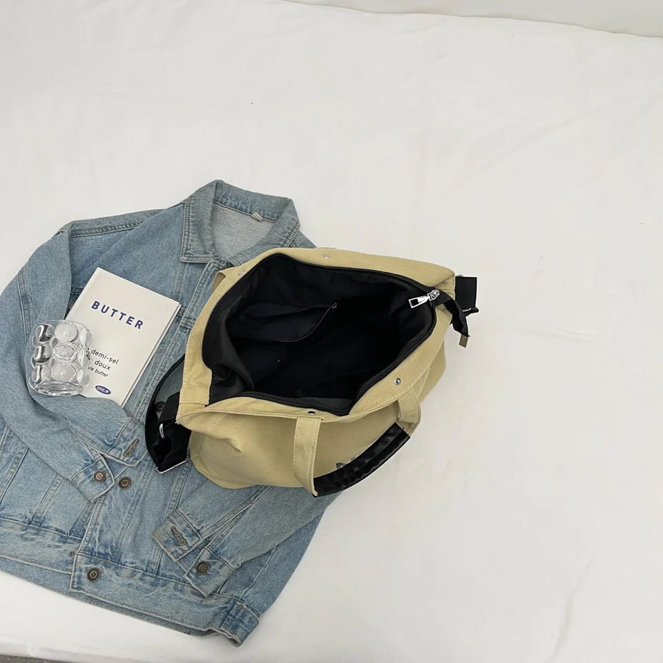 Women's Leisure Canvas Crossbody Bag Simplicity Large-capacity Multi-storey Female Shoulder Bag Fashion Versatile Ladies Handbag