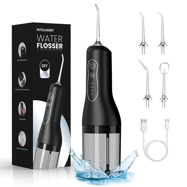 Oral Irrigator Portable Dental Water Flosser USB Rechargeable Water Jet Floss Tooth Pick  Jet Tip  Modes Waterproof 6