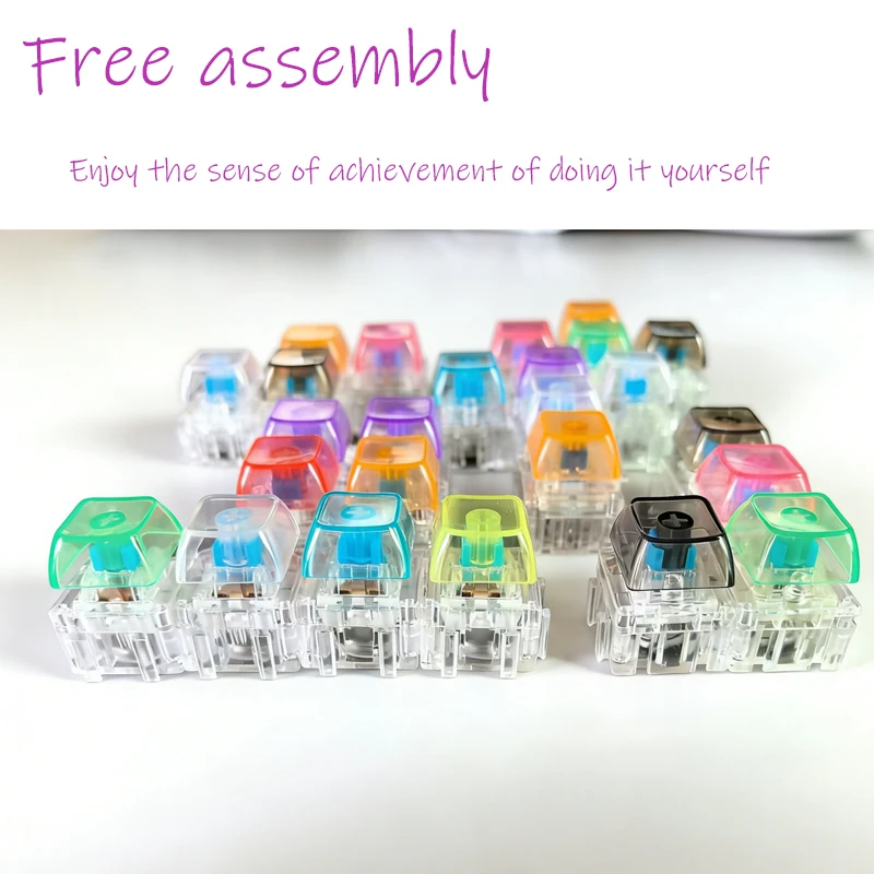 LED 무료 조립 키보드 키체인 피젯 토이 크리스탈 클리커 감각 장난감 스트레스 해소 키보드 키체인 성인 어린이 장난감