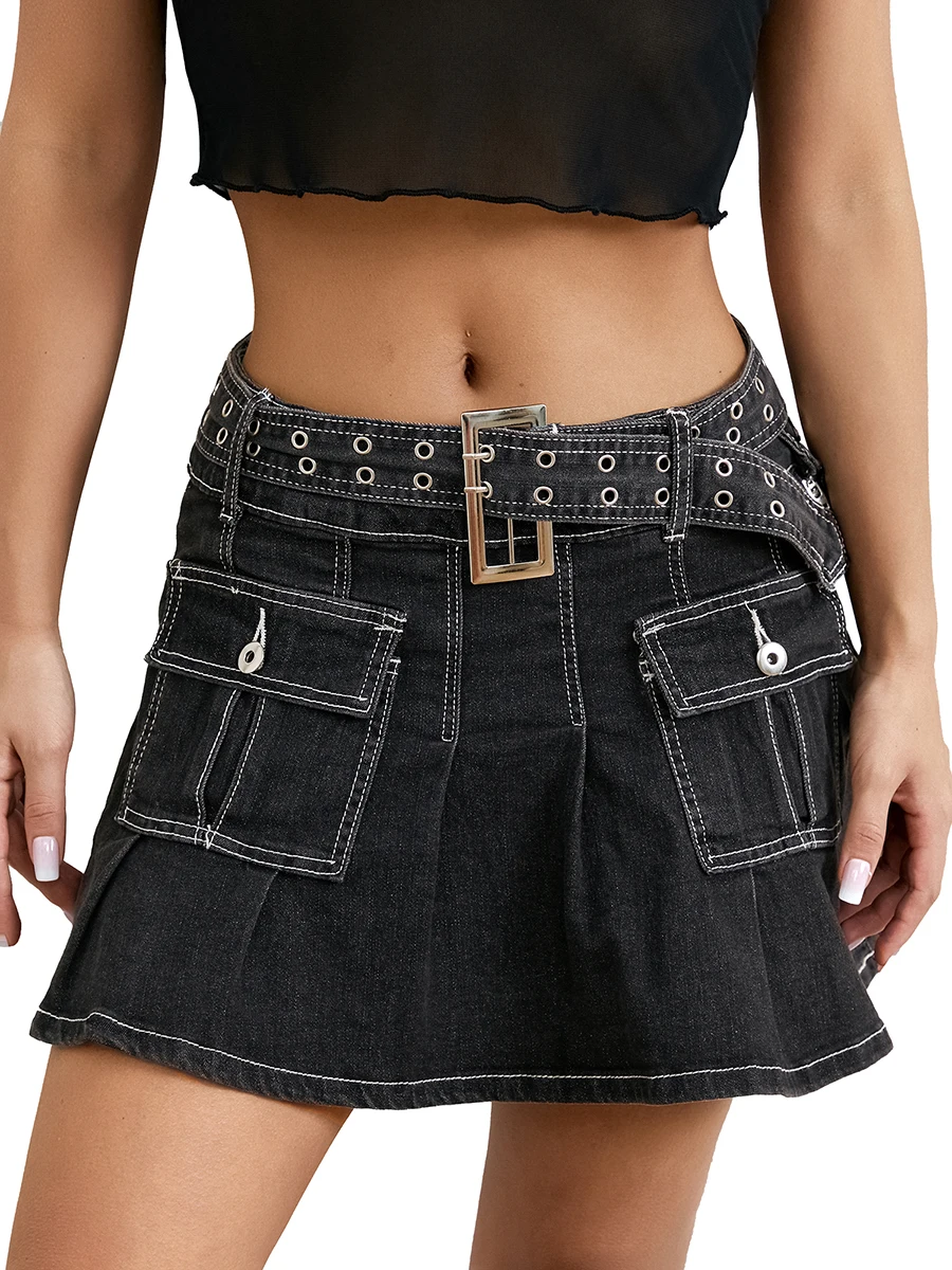 

Женская джинсовая мини-юбка YILEEGOO с заниженной талией, винтажная облегающая юбка-карандаш Y2K, повседневная юбка с карманами и пуговицами, короткая юбка