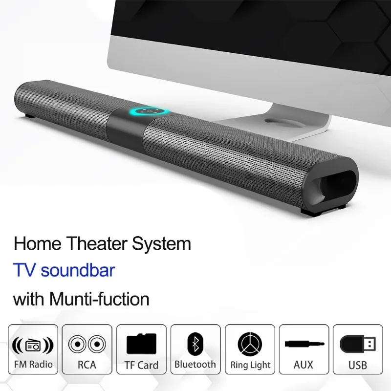 

Home Movie Theater TV Sound Bar 360° Surround Stereo Wireless Bluetooth Soundbar FM Radio Sound System Soundbox with Subwoofer