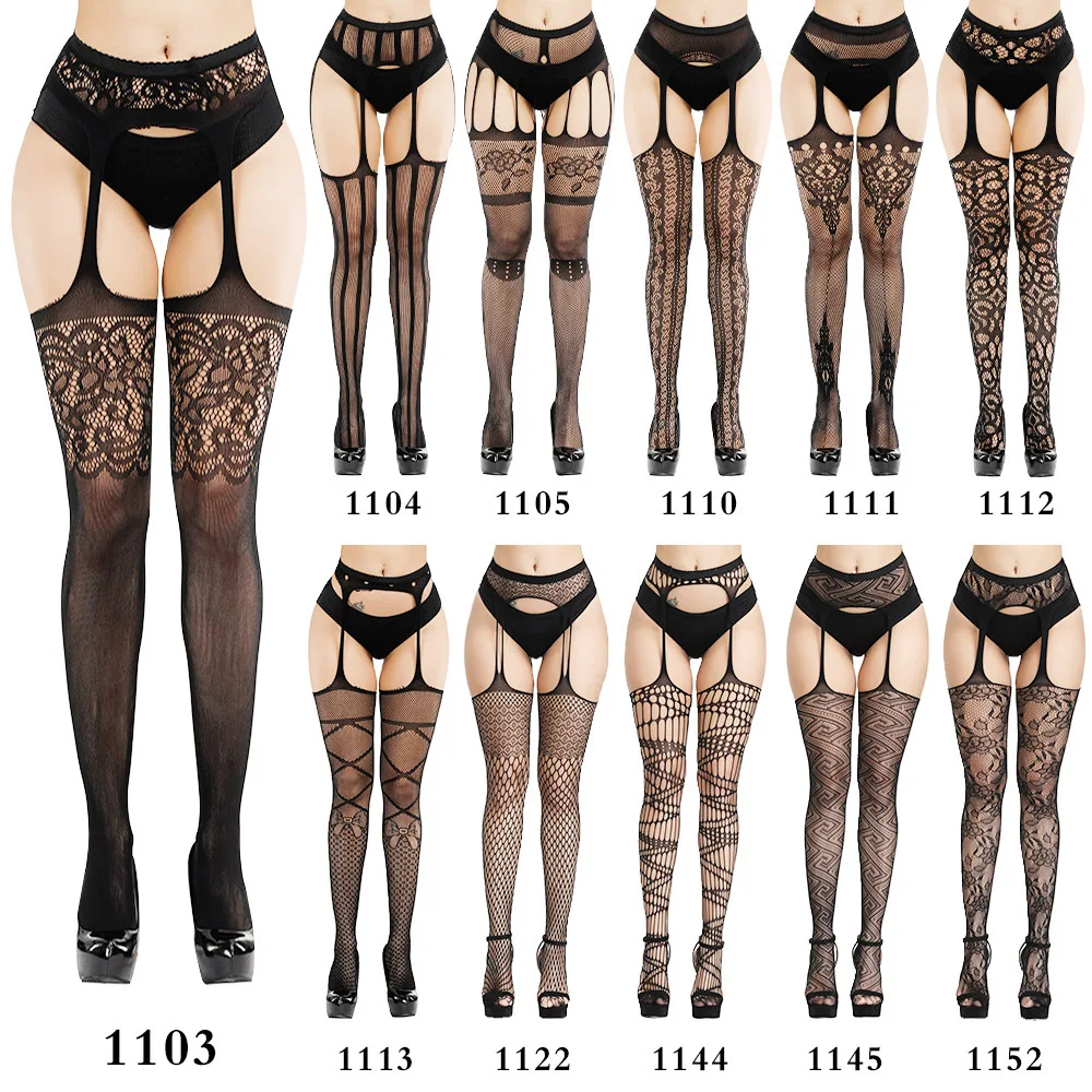 

Women Sexy Lingerie Stockings Garter Belt Stripe Elastic Stockings Black Fishnet Stocking Thigh Sheer Tights Pantyhose dropship