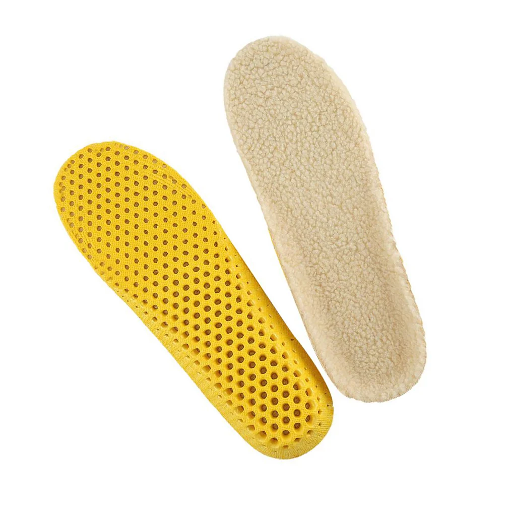 2 Pair of Winter Imitation Wool Insoles Thickened Warm Breathable Plush Shoe Pads - Size S