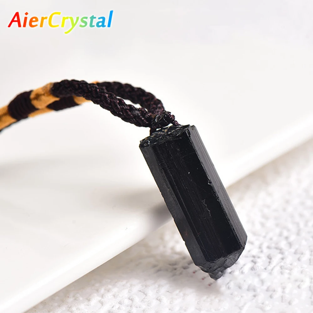 

Black Tourmaline Necklace Chakra Jewelry Male Hip Hop 100% Natural Crystal Pendant Irregular Reiki Therapy Bohemian