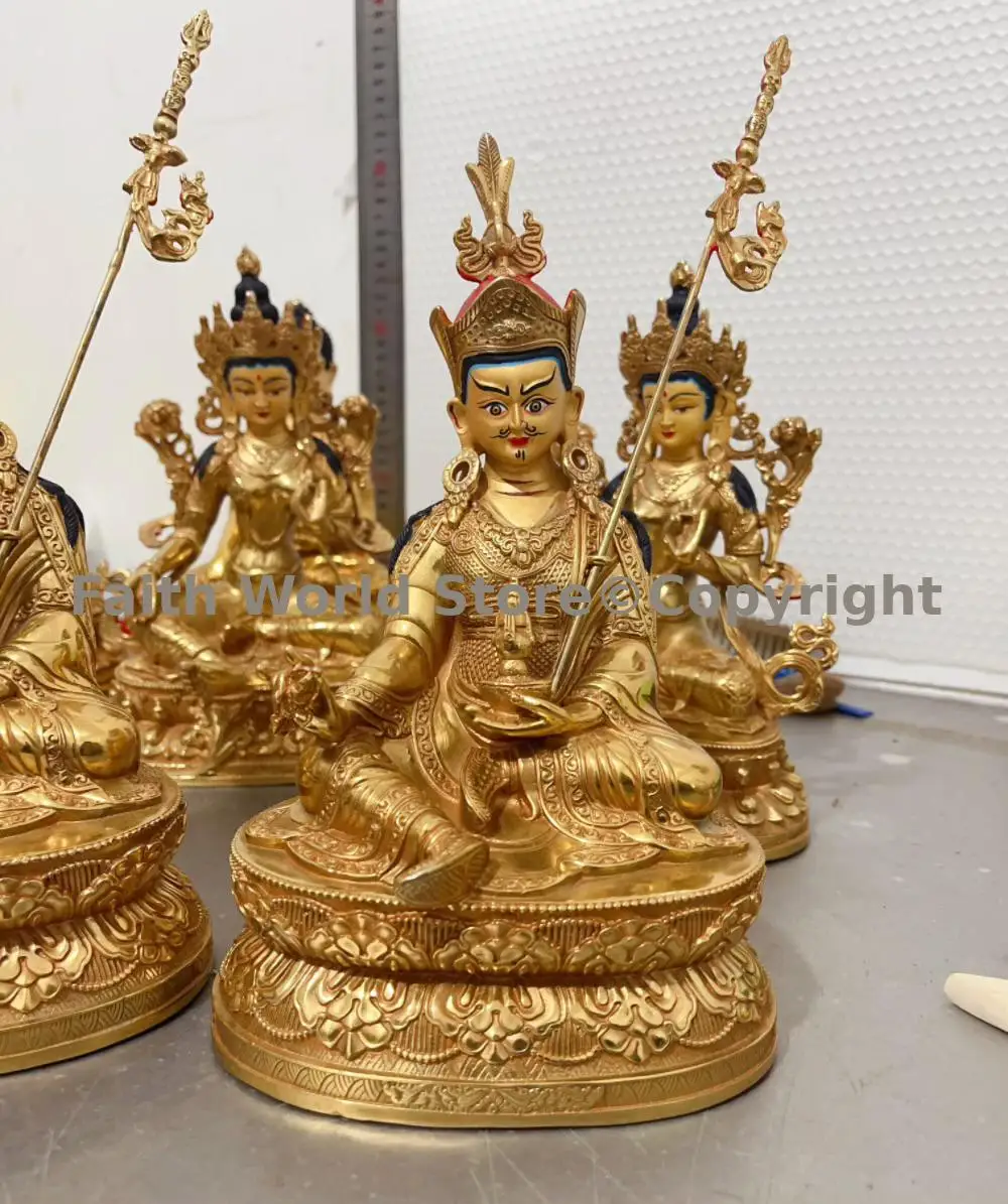 

2024 Exclusive buddha Buddhism Tibet Guru Rinpoche almighty Buddha gilding copper family Protector Exorcism Bless safety healthy