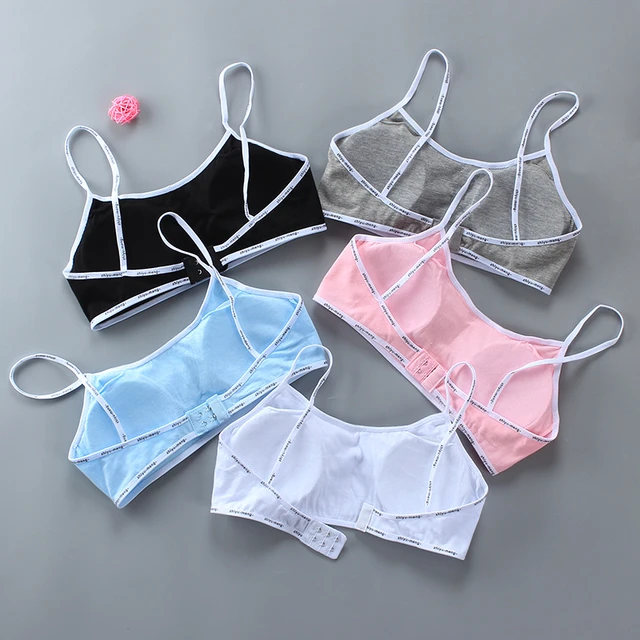 3pcs/lot Thin Strap Cotton Student Girl Summer Vest-style Small Sling Bra  7-15 Years
