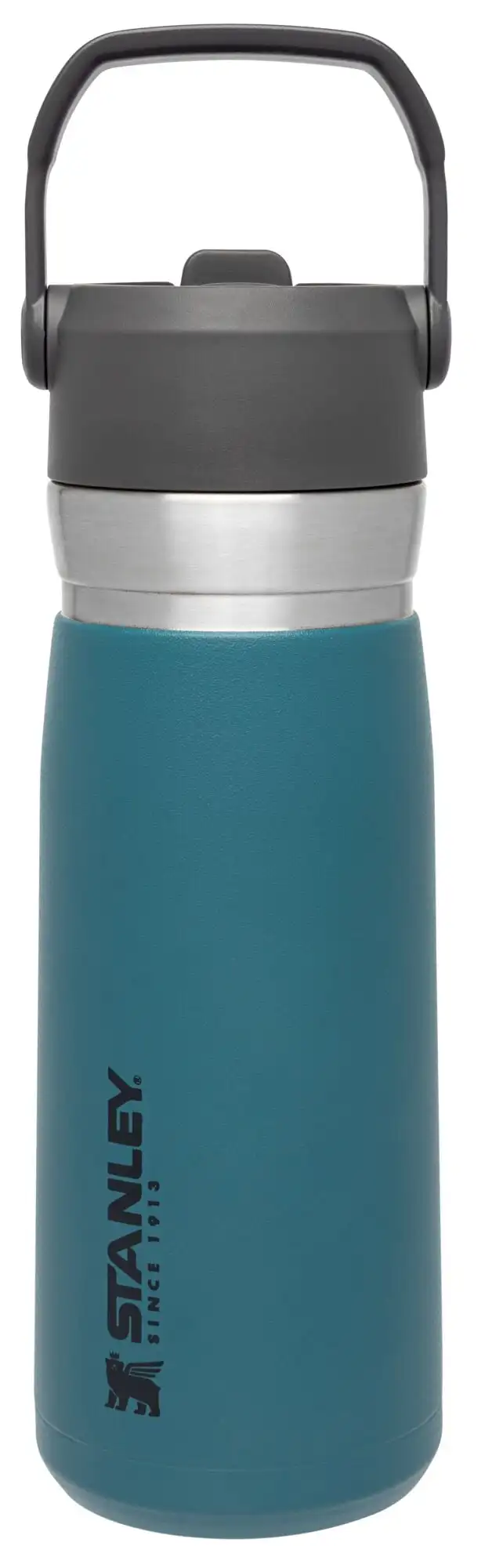 

oz Lagoon Blue and Gray Insulated Stainless Steel Water Bottle with Straw and Flip-Top Lid