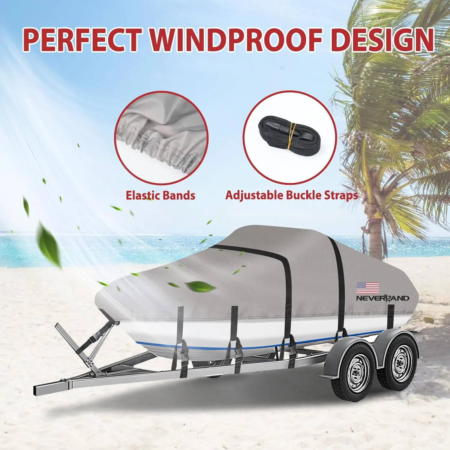 Covers Fits Bass Boat, V-Hull and Tri-Hull Boat, Fish & Ski , Runabout Bowrider , 20' 21' 22' Foot Heavy