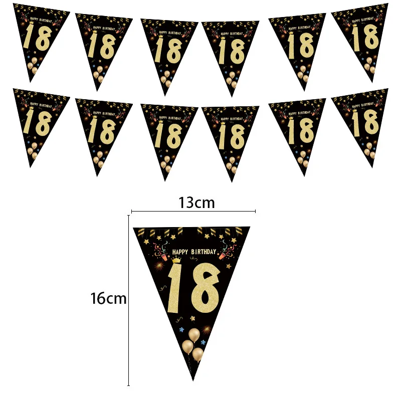 1set 30 40 50 60 Paper Banner Birthday Party Decorations Adult Garland Anniversary Adult Birthday Anniversaire 30age Black Flags birthday streamers birthday banner party decorations