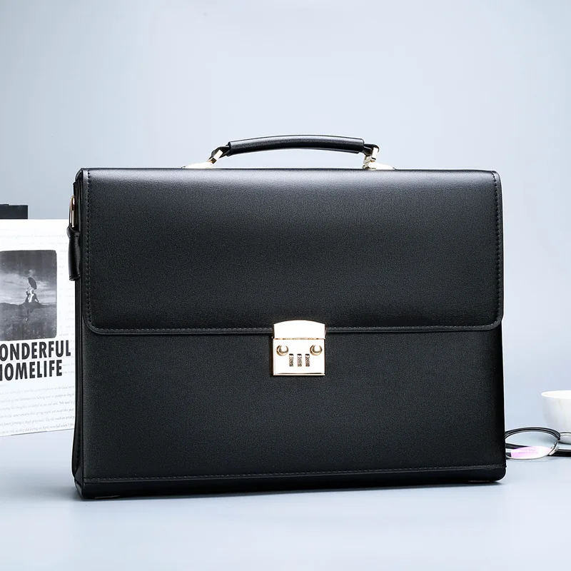 Leather Briefcase Luxury Leather Briefcases For Men Executive Business Office Notebook 16 Inch Laptop Handbag Shoulder Square Side Crossbody Bag