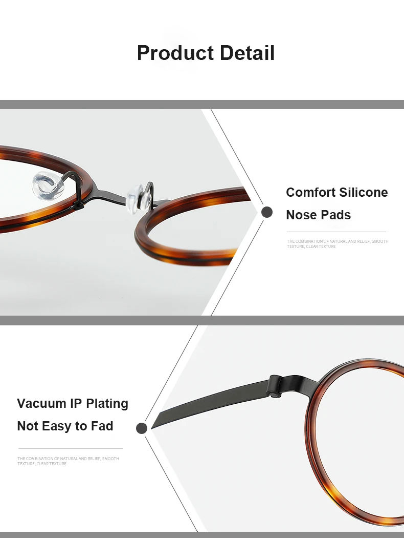 2024 handgemachte runde Brille Rahmen Dänemark Ultraleicht Acetat Titan Männer Frauen Mode Brillen Schraubenlose Design Gafas 9707 – Detail 6