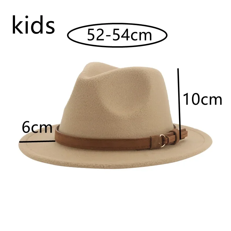 Women Hat Hats for Women Fedoras Girls Hat Boys Hat Felted Kids Baby Caps Small 52cm 54cm Belt Wedding Cute Kid Fedoras Sombreros De Mujer