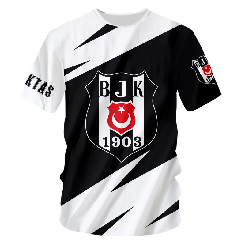 Erkekler T-shirt 3D Harajuku Besiktas futbol tişörtü grafik T Shirt Y2k  dijital baskılı yaz türkiye İstanbul boy tasarım Tee