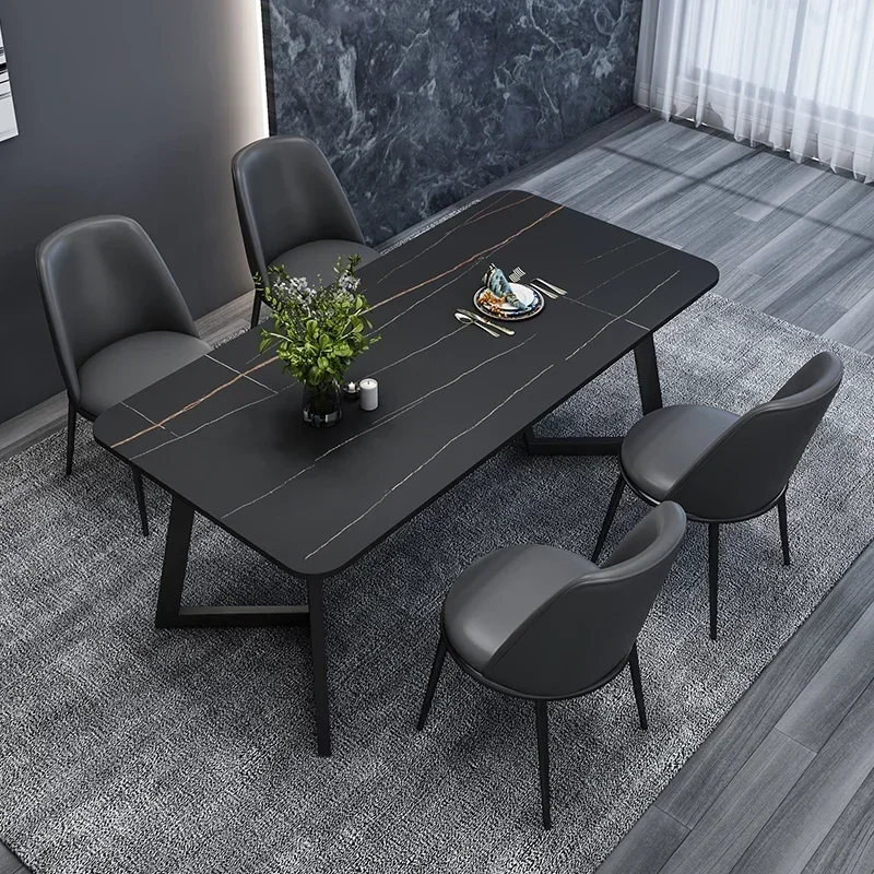 Stock Black Dining Table Luxury Legs Metal Modern Apartment Computer Coffee Tables Balcony Mesas De Jantar Library Furniture New