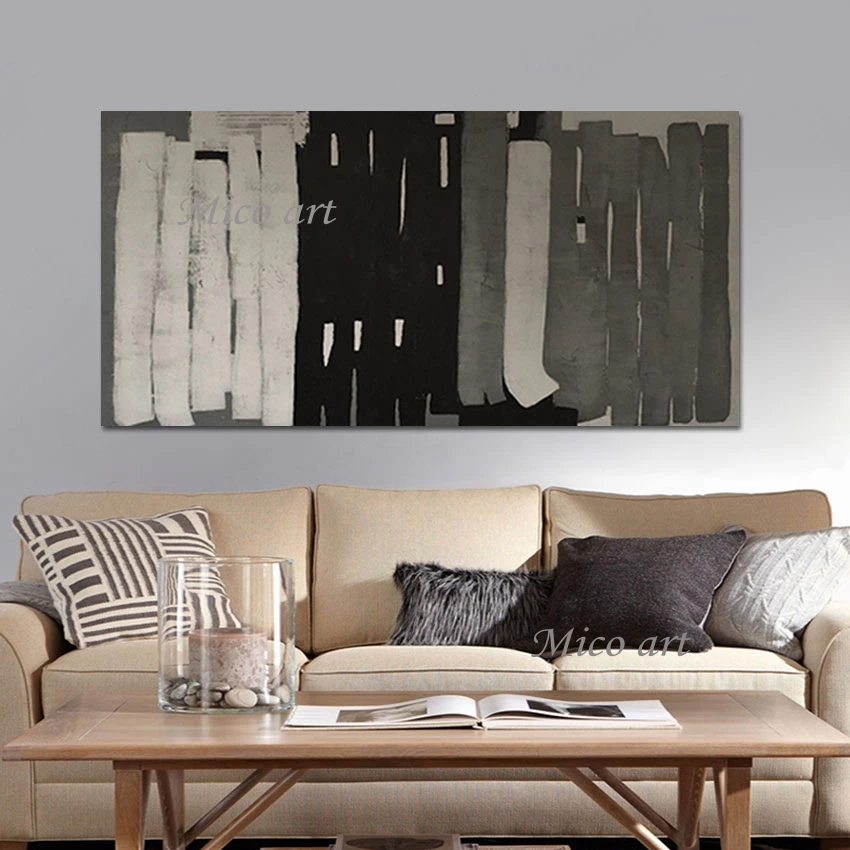 

White Gray Acrylic Modern Textured Wall Art Palette Knife Painting Canvas Artwork Frameless Wall Pictures For Living Room