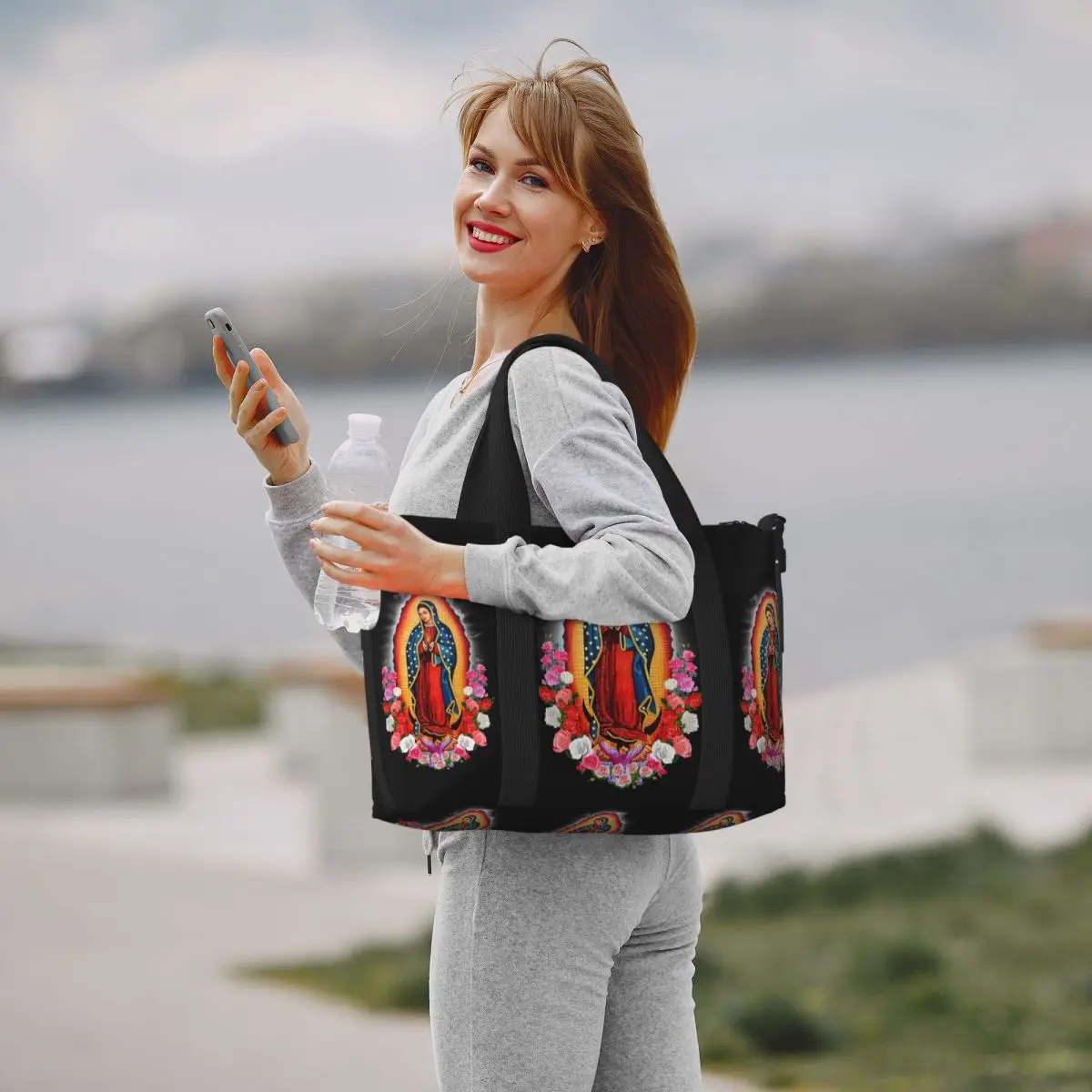Virgin Mary Of Guadalupe Tote Bag Women Big Capacity Mexico Catholic Saint Beach Gym Travel Bags