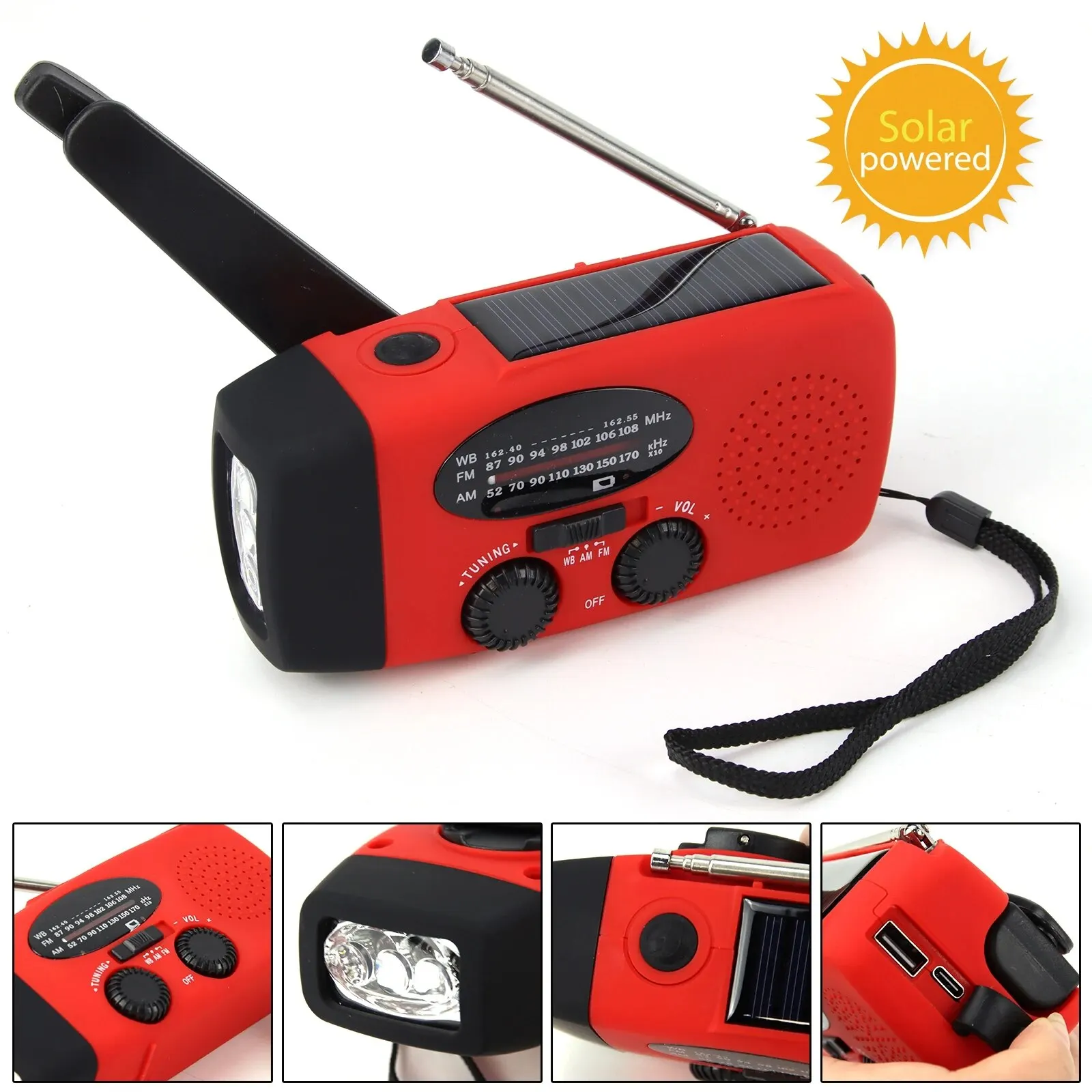 Multifunctional Solar Radio Outdoor Emergency Hand-crank Phone Charging